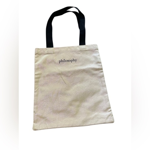 Philosophy White Iridescent Tote Bag with Black Straps - Picture 1 of 5